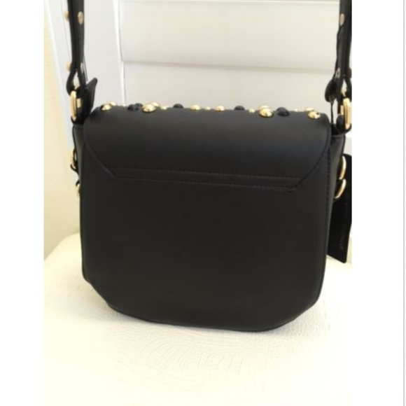 LIONEL Handbag Purse Faux Leather BLACK Gold - Picture 4 of 7